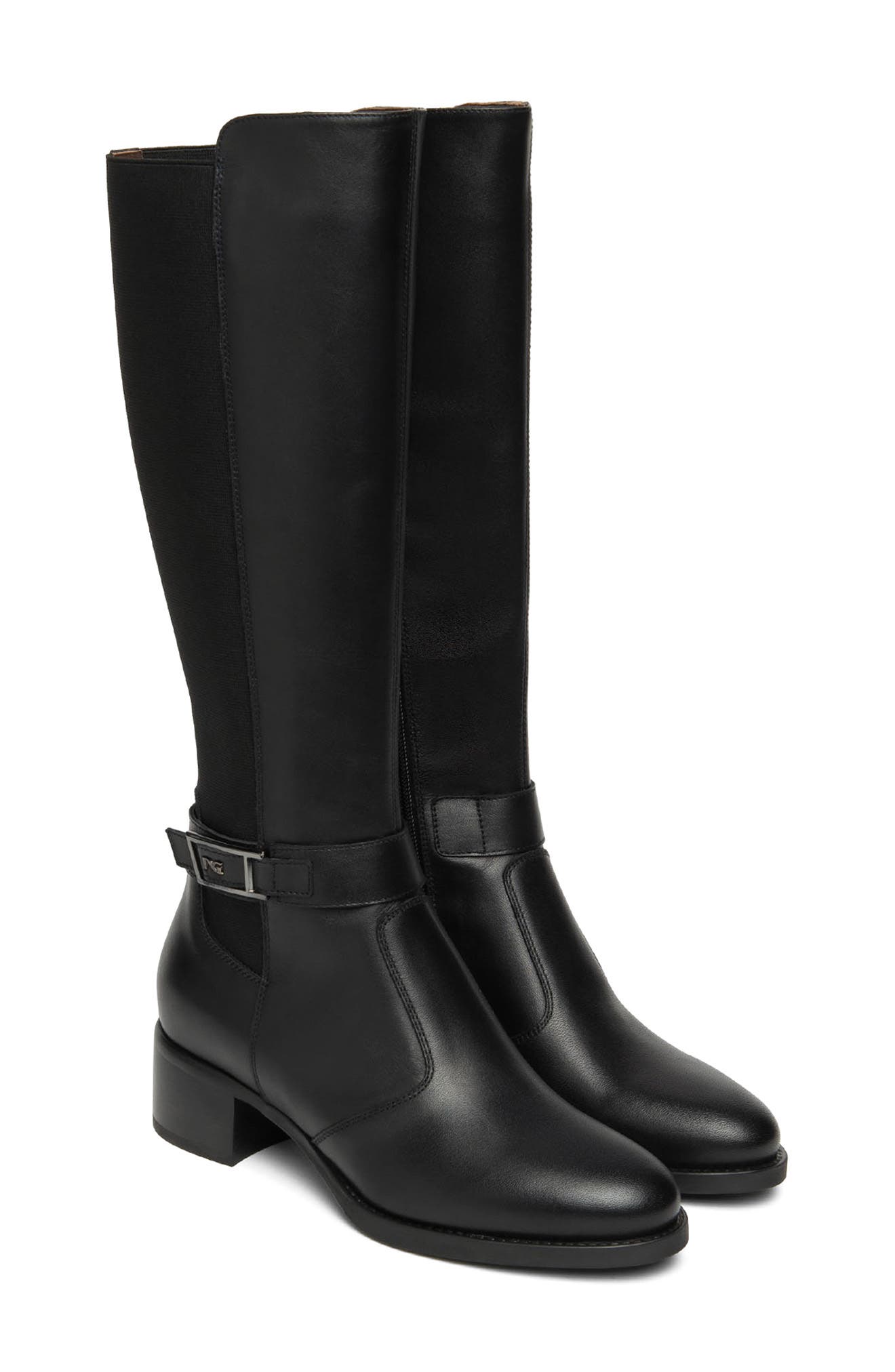 NeroGiardini Block Heel Tall Boot, Alternate, color, Black