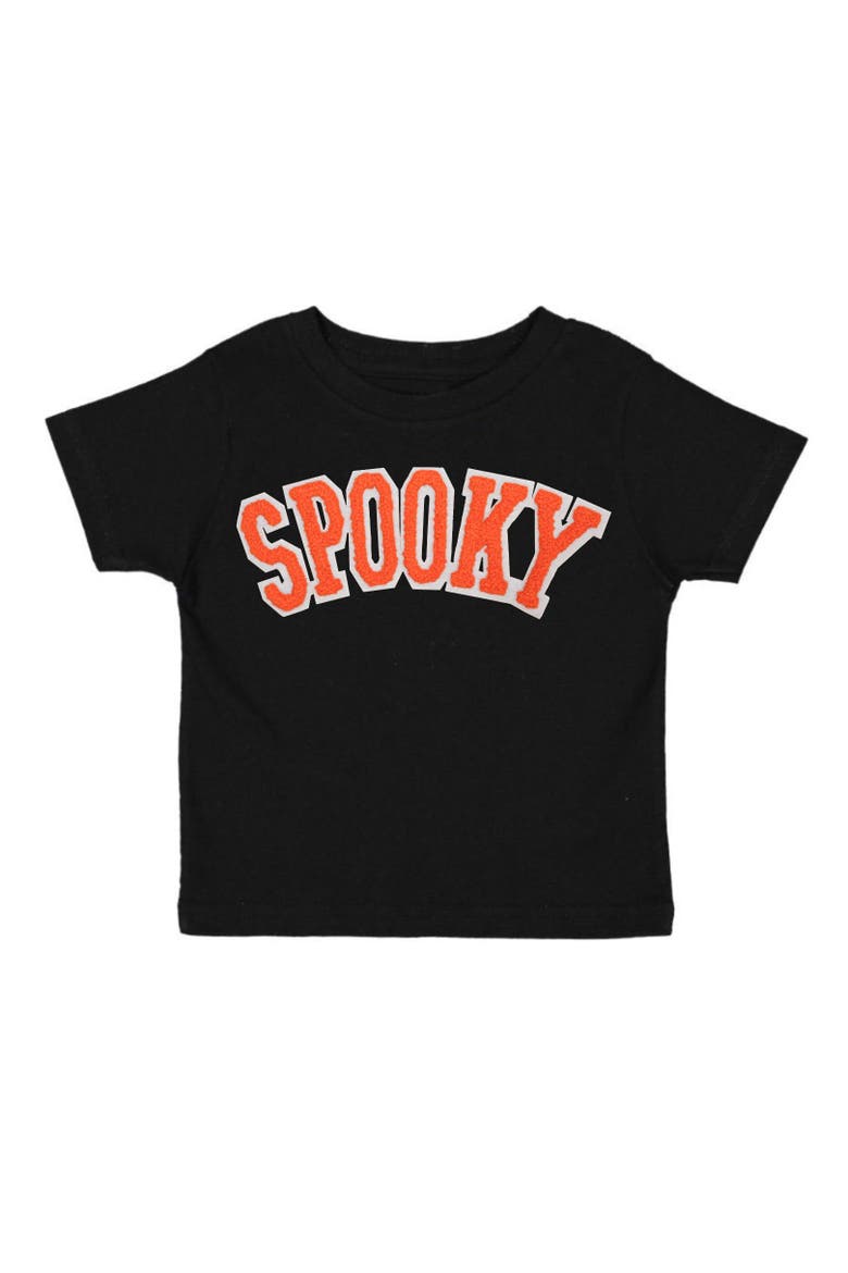 Spooky Orange Patch Halloween Short Sleeve T-Shirt, Main, color, Black