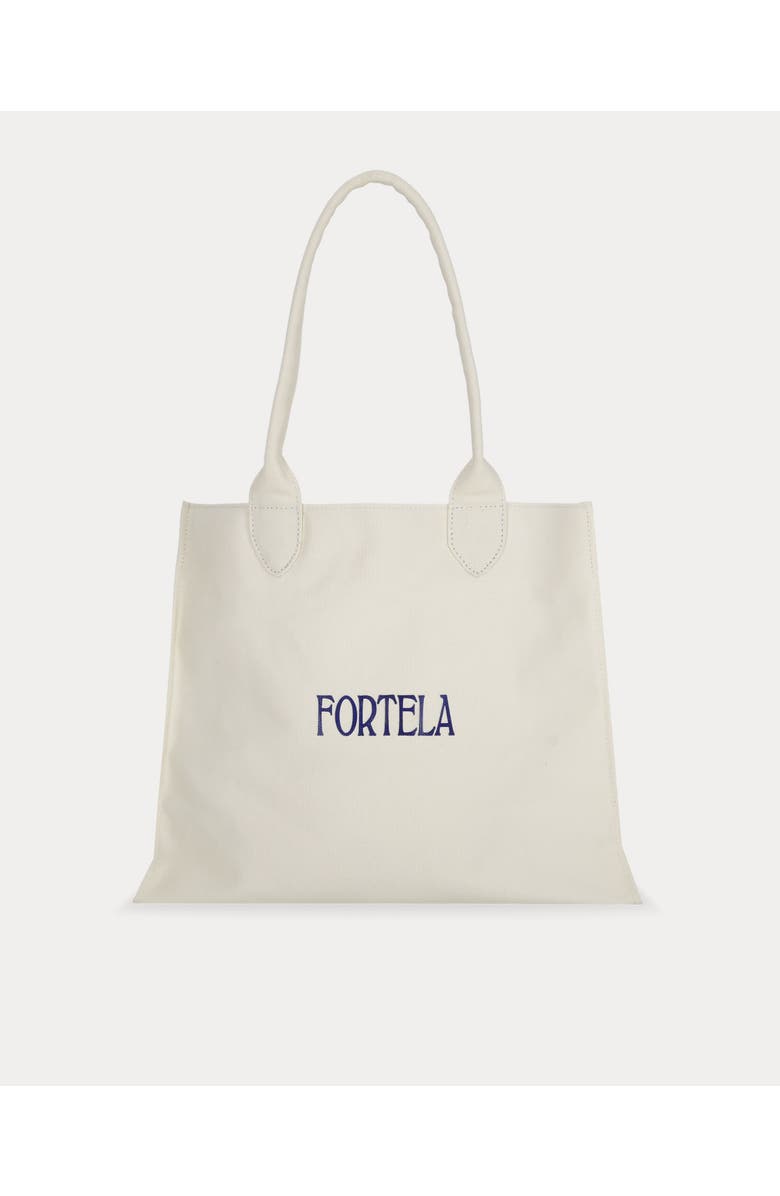 Fortela Rookbag Cotton Logo Handbag, Main, color, White