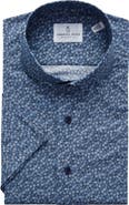 Emanuel Berg Modern Fit Floral Short Sleeve Stretch Poplin Sport Shirt