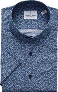Emanuel Berg Modern Fit Floral Short Sleeve Stretch Poplin Sport Shirt