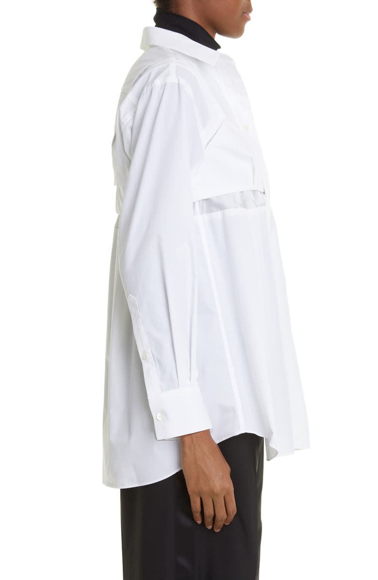 Sacai Women's Spliced Poplin Button-Up Shirt, Alternate, color,