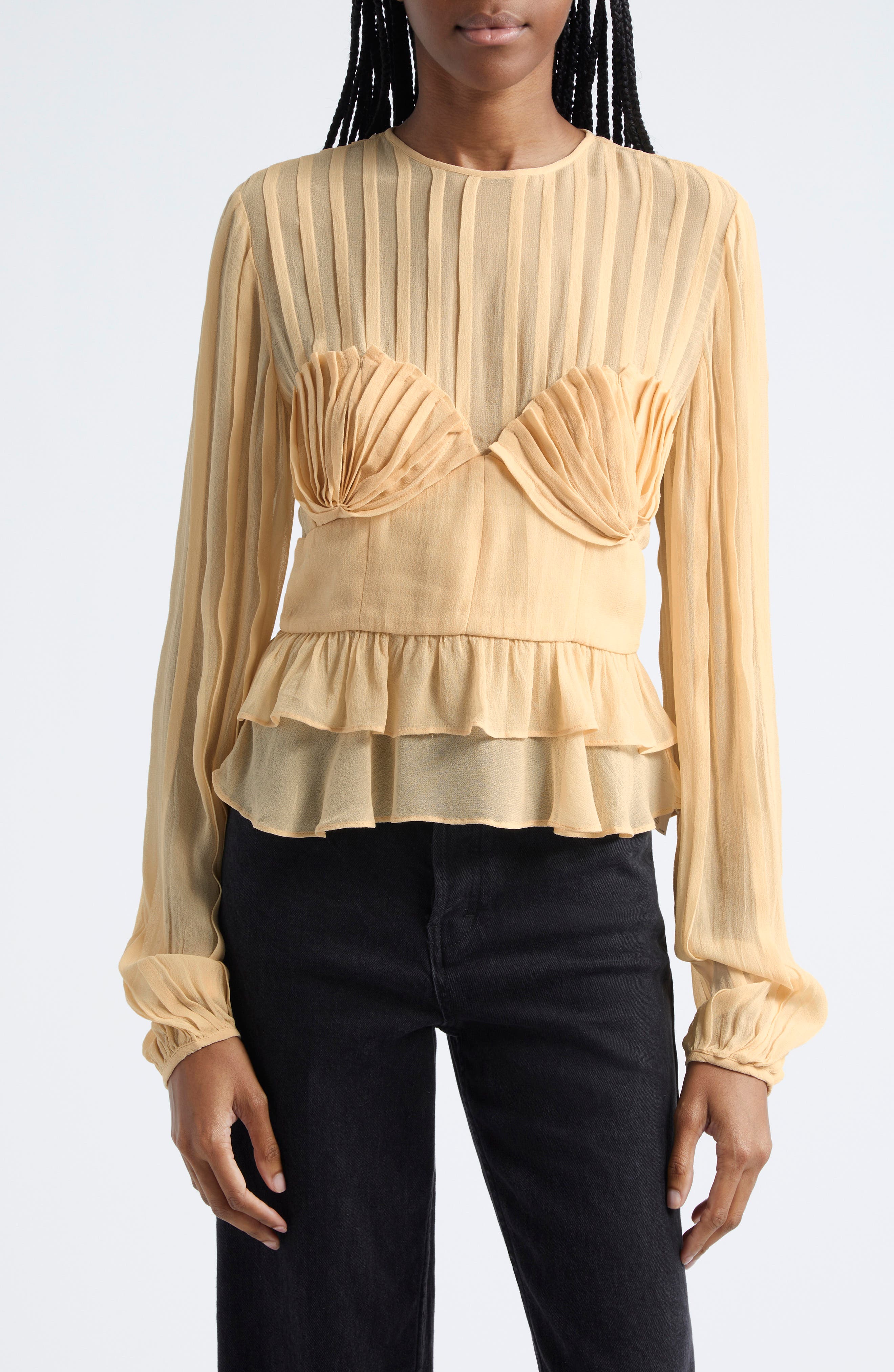 pleated peplum blouse