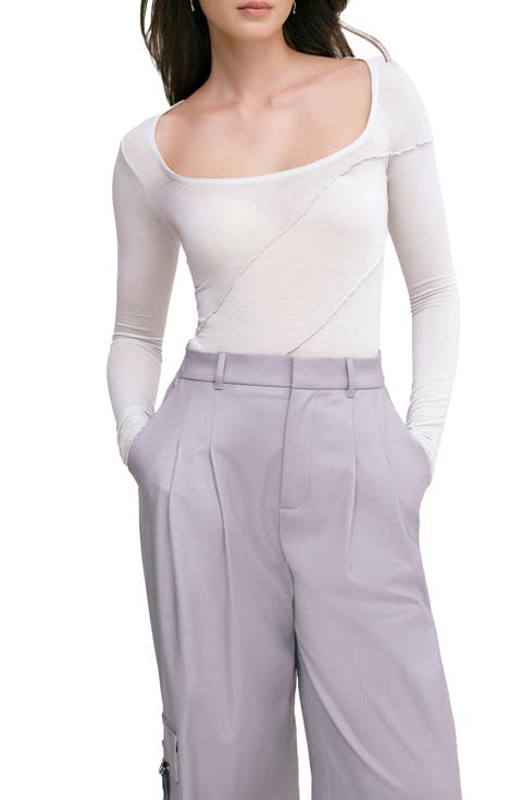 Melody Ruffle Seam Semisheer Jersey Top