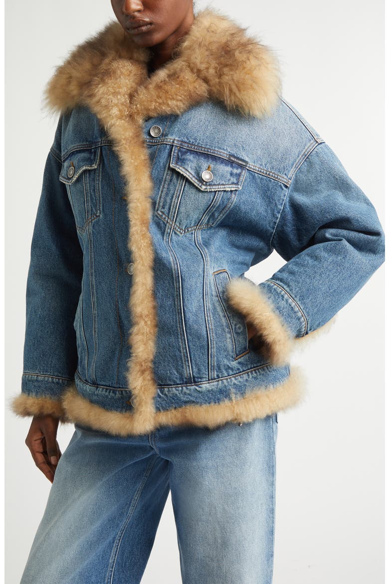 Genuine Shearling Lined Denim Trucker Jacket, Alternate, color, VARIANTE ABBINATA