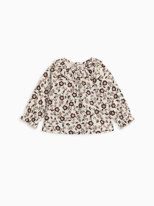 Kendi Shirley Poplin Ruffle Collar Shirt In Brown
