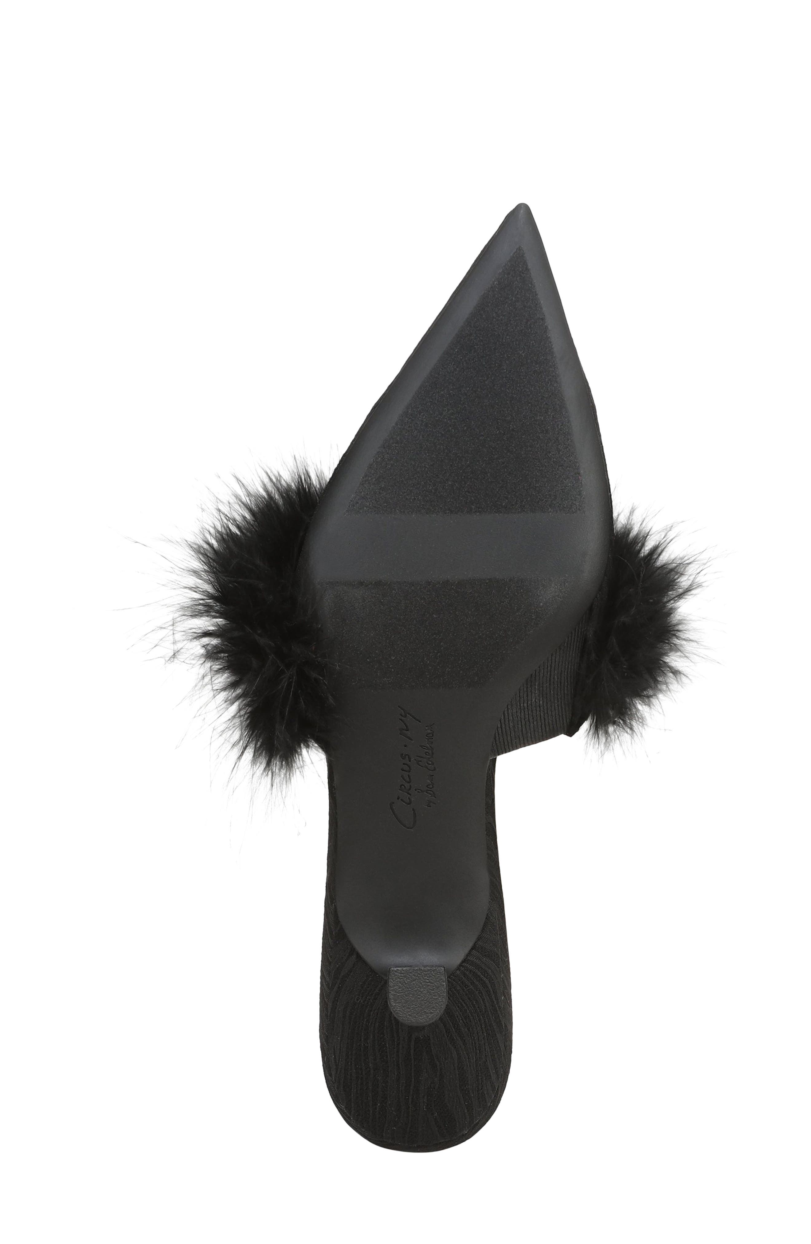 Gemma Fluff Mule, Alternate, color, BLACK
