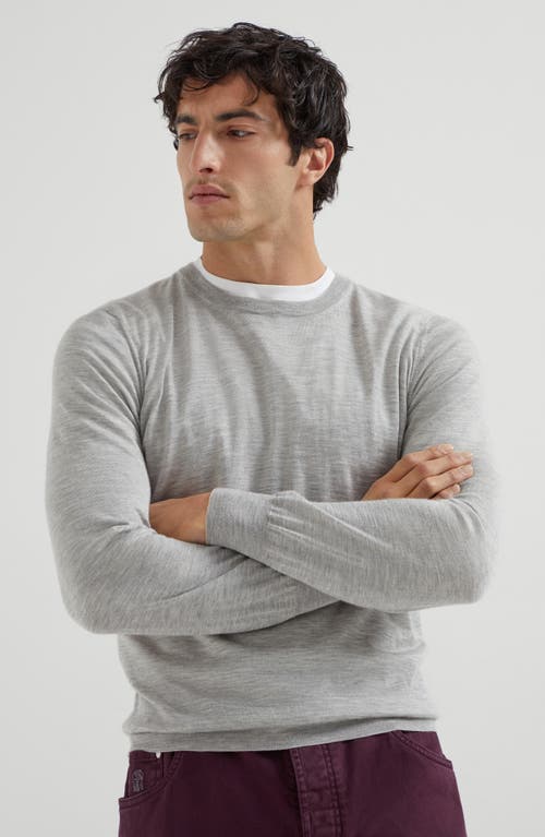 Brunello Cucinelli Ribbed Crew Neck Sweater With Long Sleeves In Gray