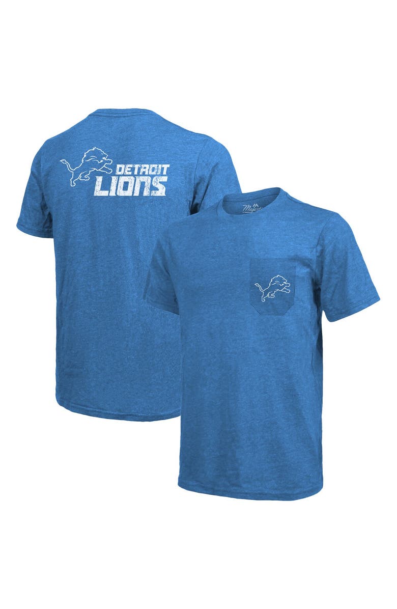 Majestic Threads Detroit Lions Majestic Threads Tri-Blend Pocket T-Shirt - Blue, Alternate, color, Blue