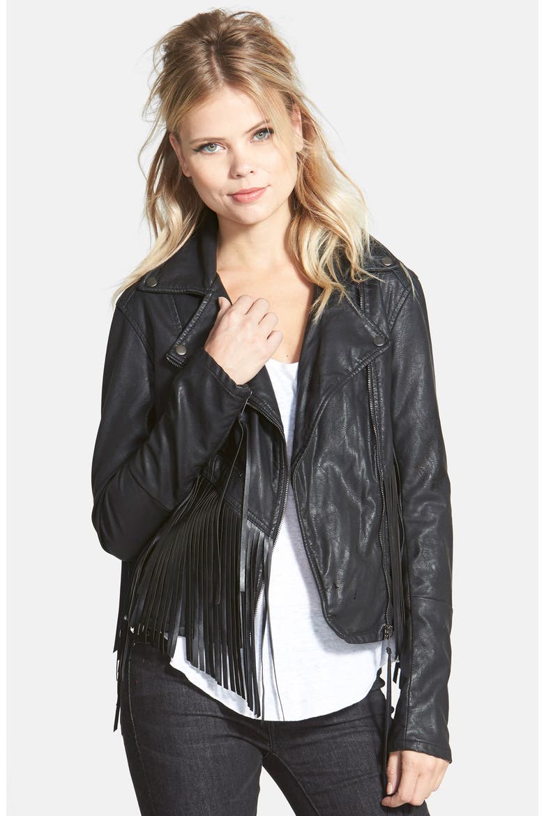 'Let It Ride' Faux Leather Jacket, Main, color, BLACK