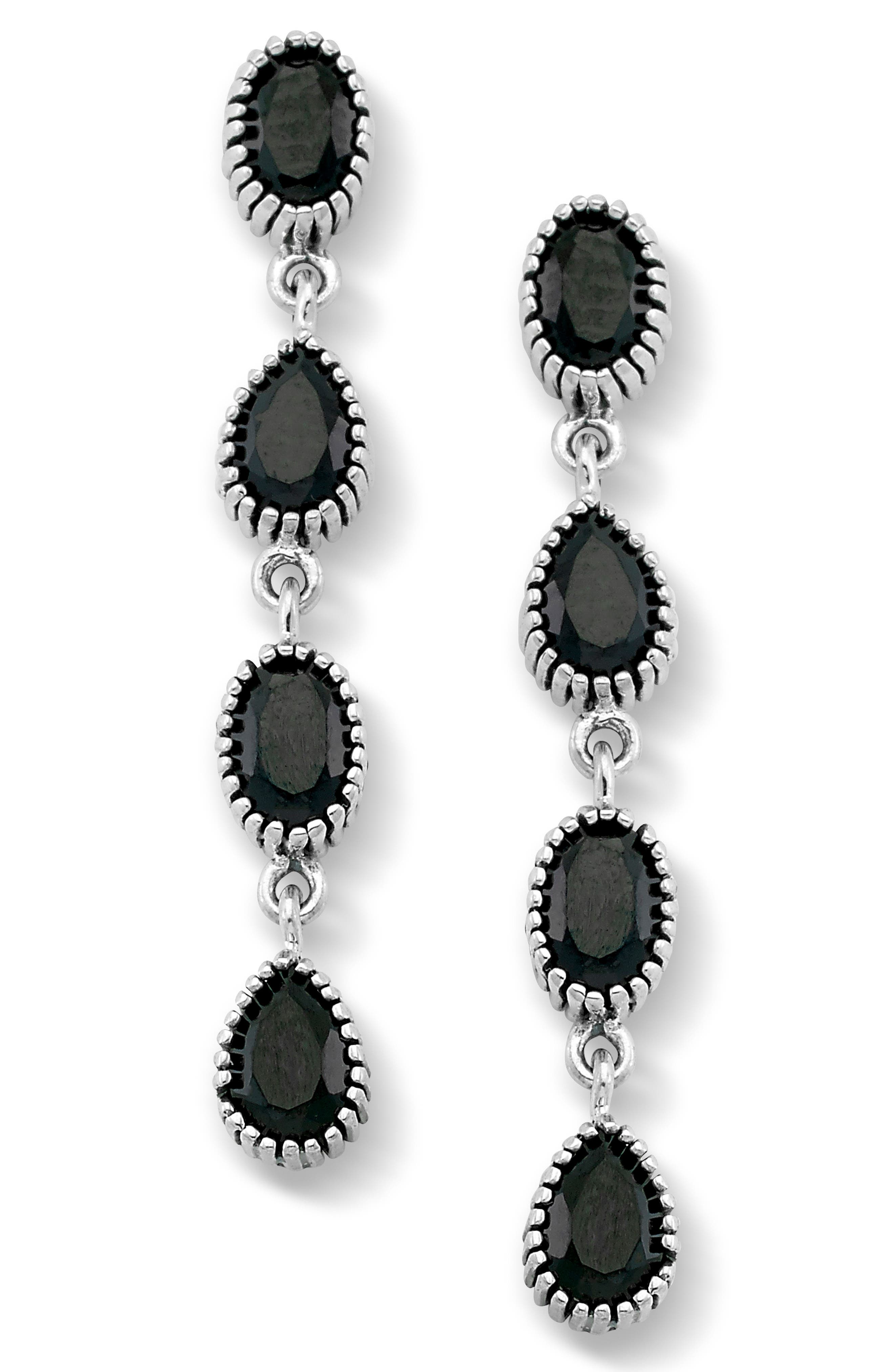 SAMUEL B. Sterling Silver Black Spinel Drop Earrings