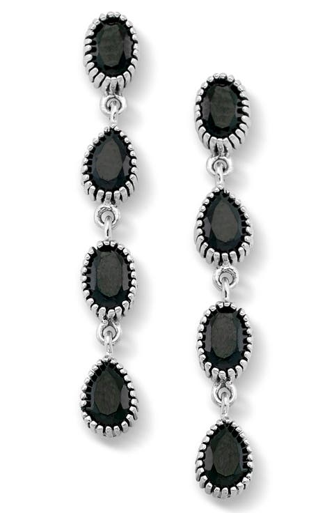 Sterling Silver Black Spinel Drop Earrings