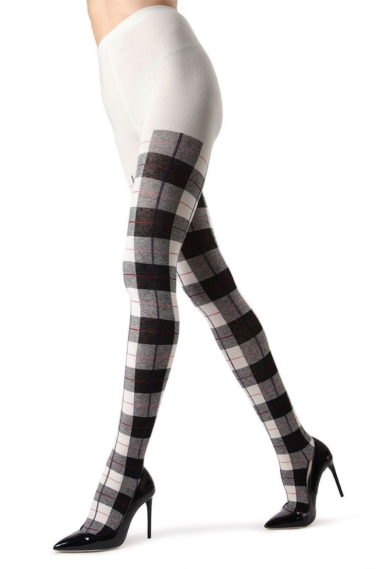 Glasgow Plaid Sweater Tights, Alternate, color, WINTER WHITE