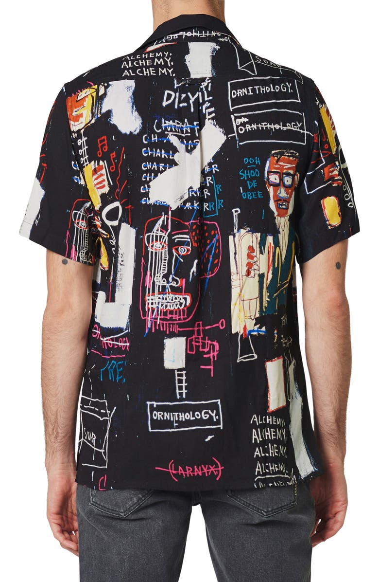 NEUW DENIM x Basquiat 1 Beat Bop Short Sleeve Button-Up Camp Shirt, Alternate, color,