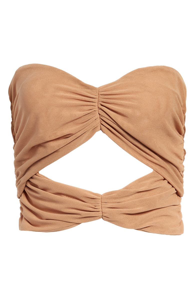 Alexander Wang Cutout Multilayer Ruched Strapless Top, Alternate, color,