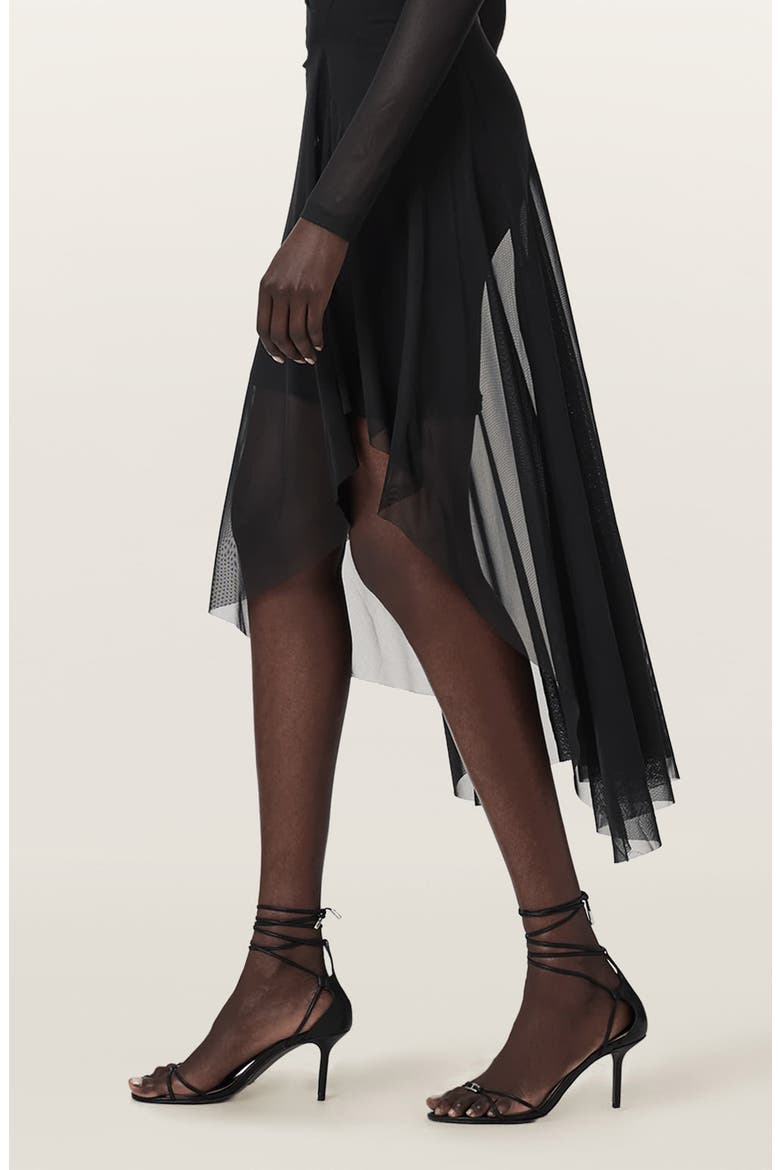 Loria Draped Cowl Neck Handkerchief Hem Dress, Alternate, color, BLACK
