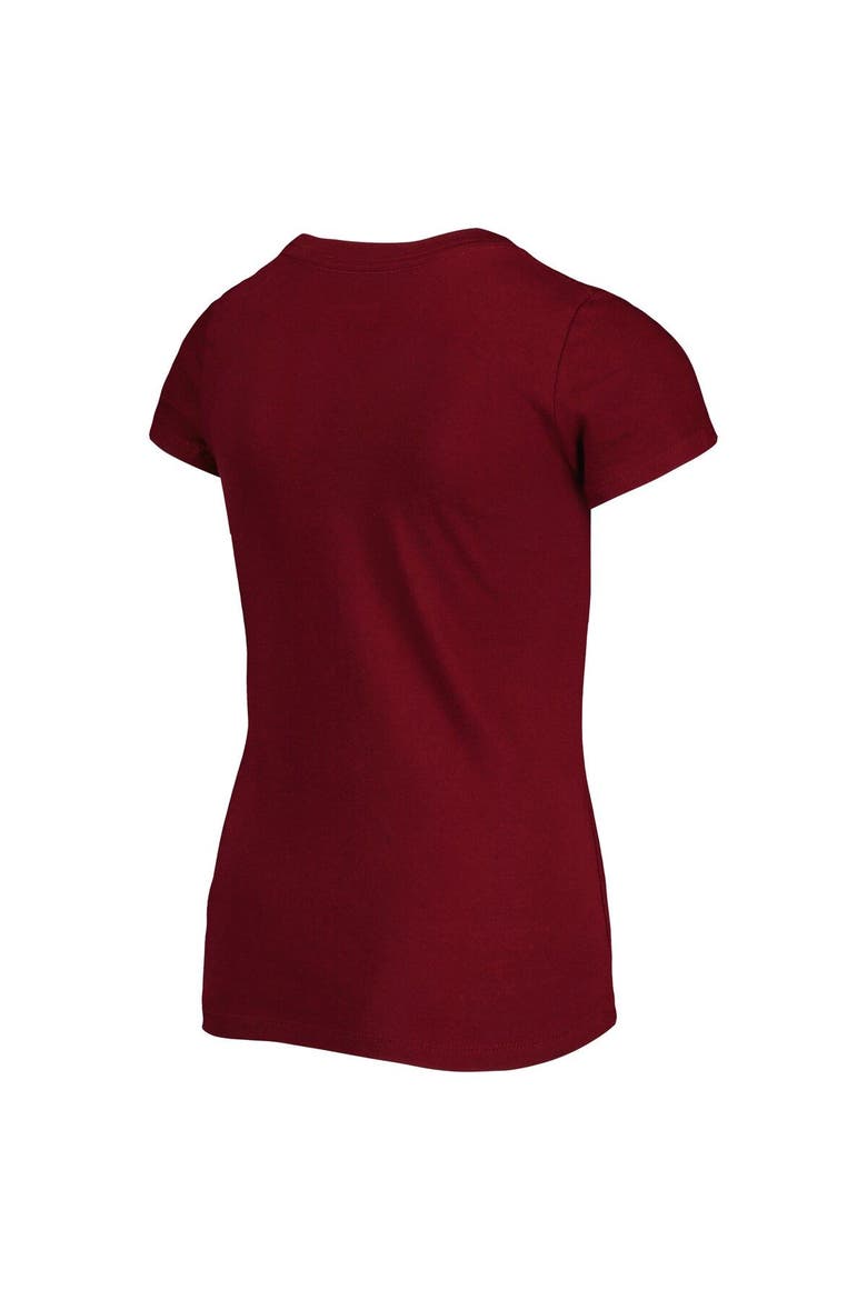 Girls Youth New Era Burgundy Washington Commanders Reverse Sequin Wordmark V-Neck T-Shirt, Alternate, color, Burgundy