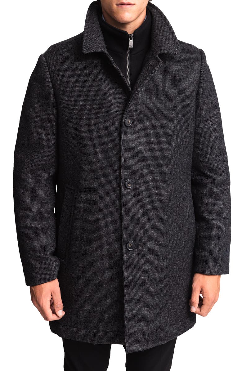 Hart Schaffner Marx Macbeth Wool Blend Single Breasted Coat, Main, color, Charcoal Pindot