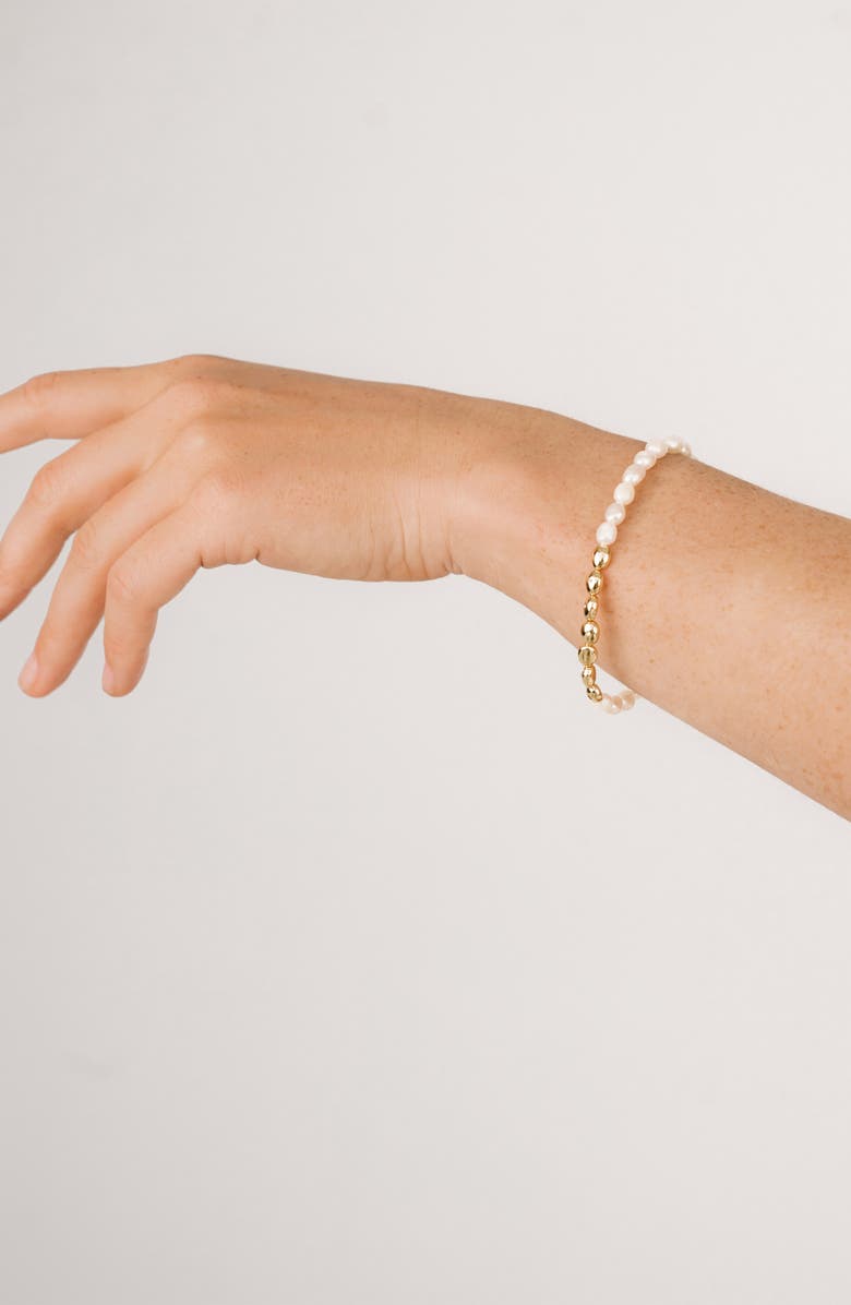 Ettika Freshwater Pearl & Pebble Beaded Bracelet, Alternate, color, Gold