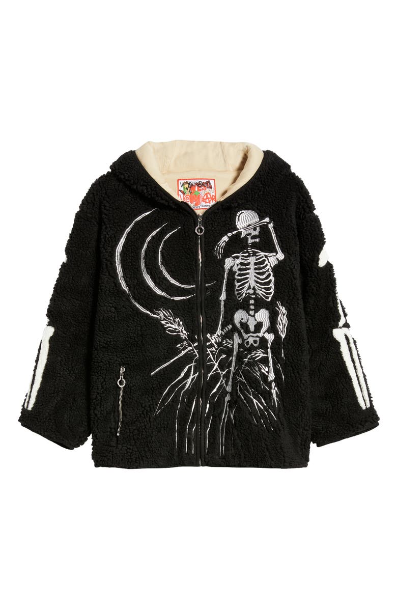 VERYRARE Nikkan Hagaki High Pile Fleece Zip Hoodie, Alternate, color, Black