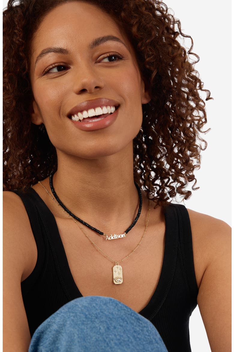 Personalized Name Onyx Bead Necklace, Alternate, color, GOLD