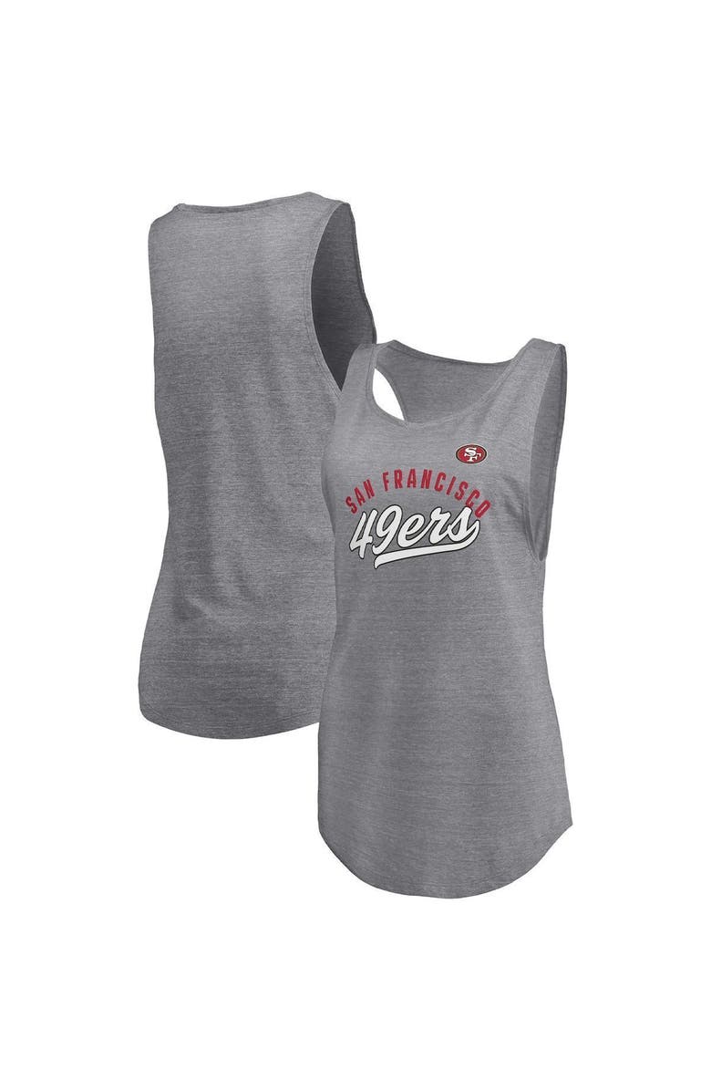 FANATICS Women's Fanatics Branded Heathered Gray San Francisco 49ers Quality Time Scoop Neck Tri-Blend Tank Top, Main, color, 