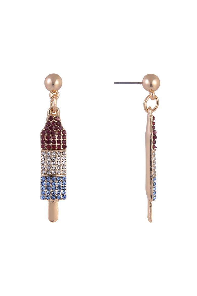 Red, White and Blue Popsicle Earrings, Alternate, color, Red