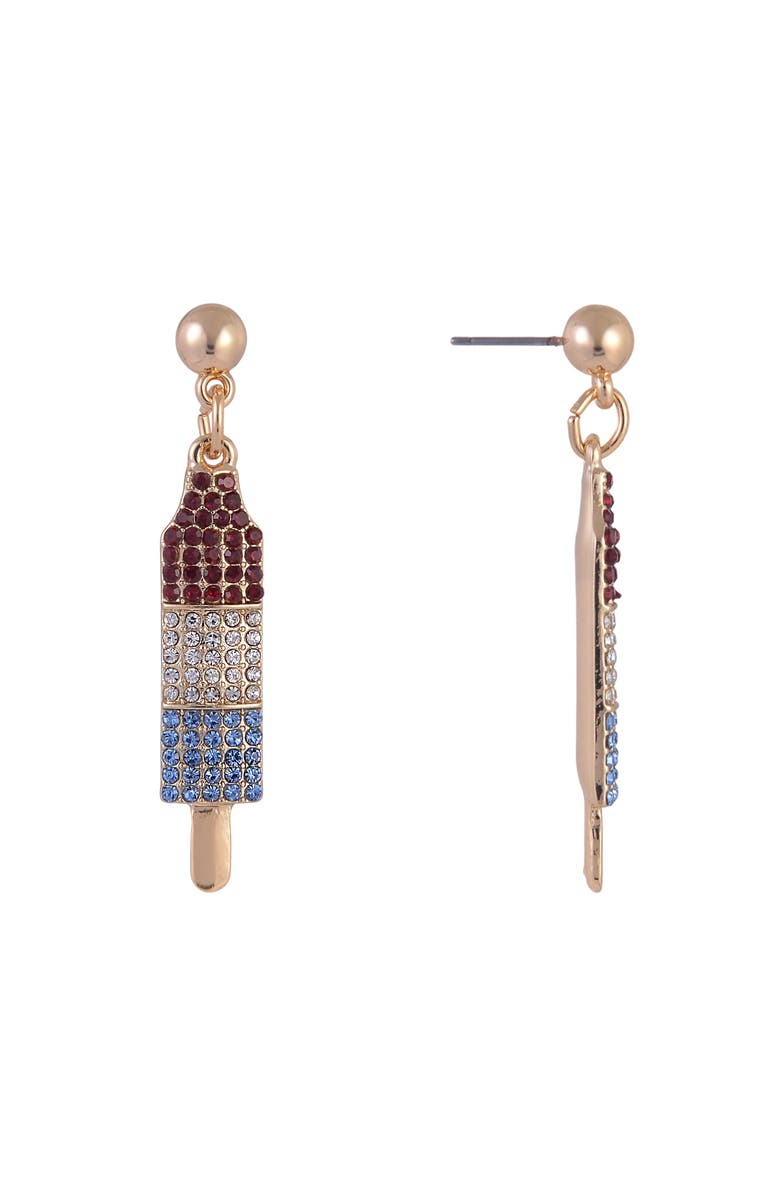 Hallmark Red, White and Blue Popsicle Earrings, Alternate, color, Red