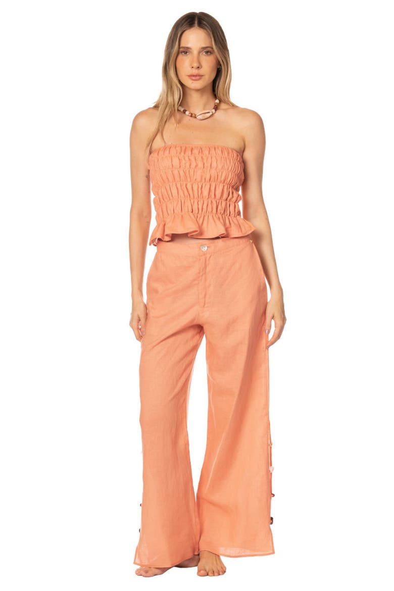 Sunset Bazaar Zenda Linen Pant With Gems, Alternate, color, Pastel Orange Tangerine