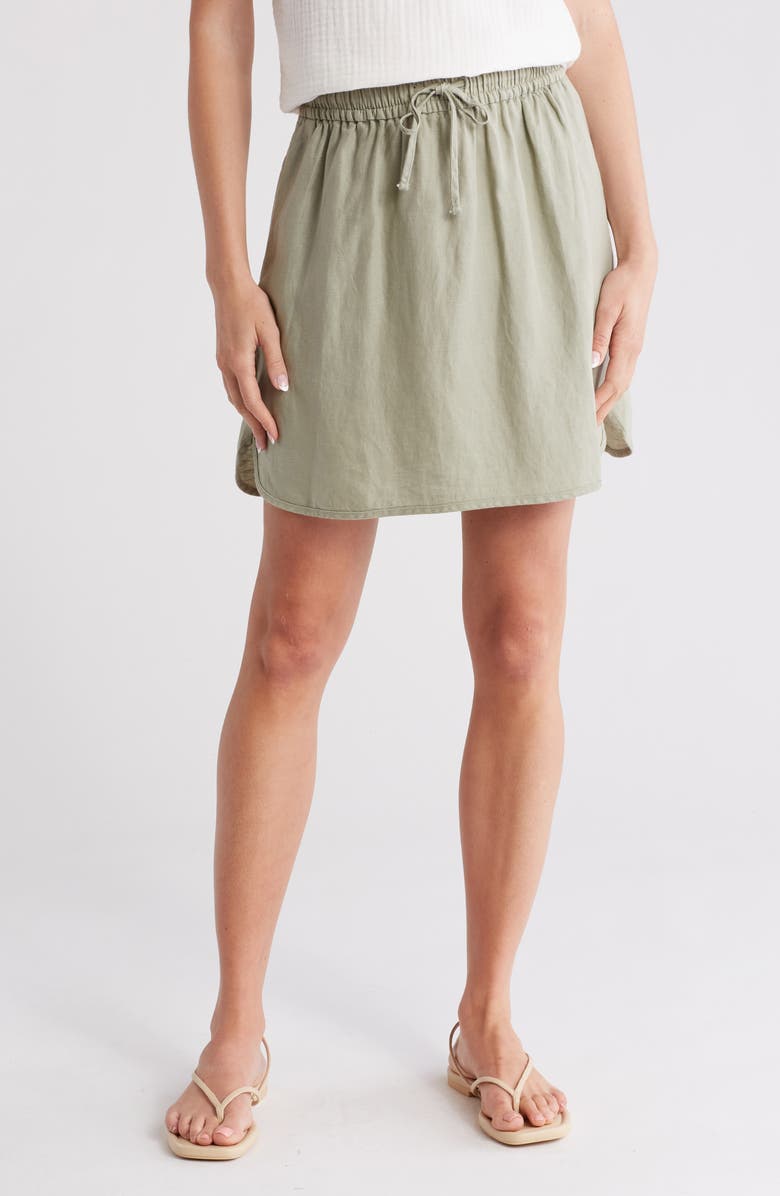 Madewell Curved Hem Linen-Blend Miniskirt, Main, color,