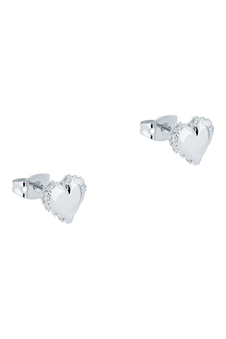 Sersy Sparkle Heart Stud Earrings, Alternate, color, SILVER TONE / CLEAR CRYSTAL