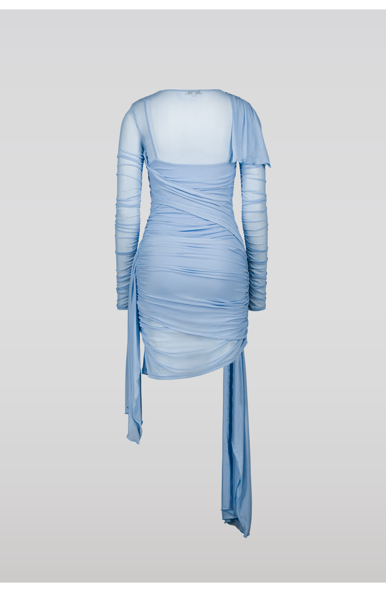 SAEMDI Draped Mesh Dress, Alternate, color, Light Blue
