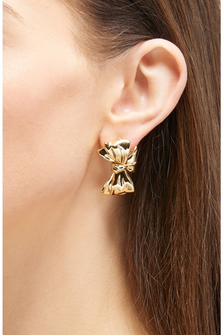 Small Bow Stud Earrings, Alternate, color, GOLD