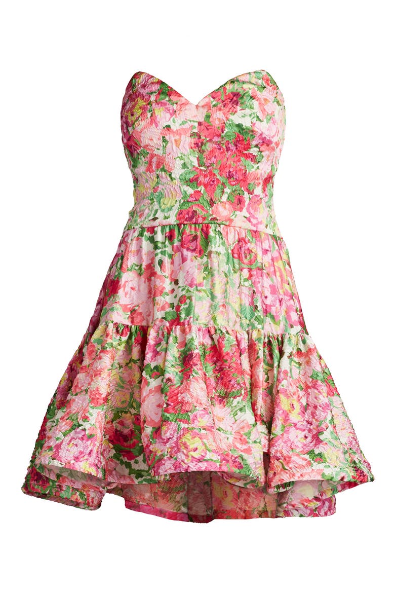 Floral Print Ruffle Strapless Dress, Alternate, color, PINK/ FLORAL
