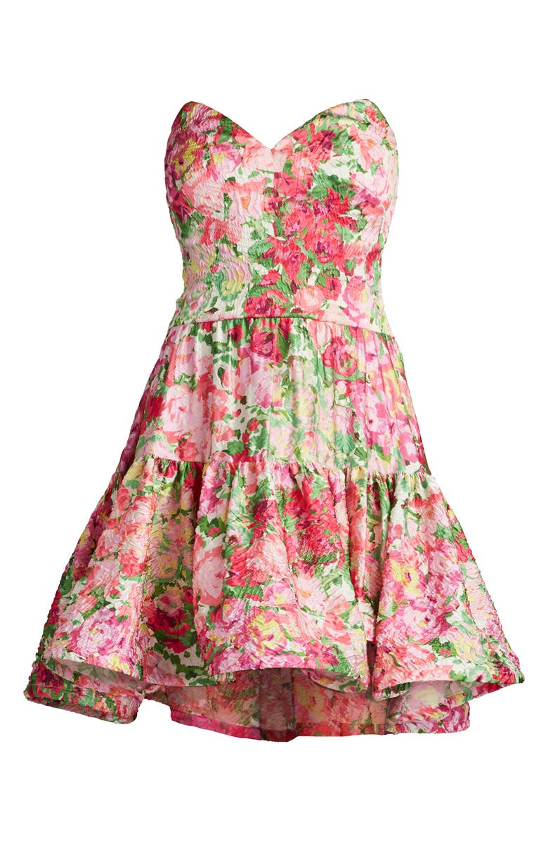 SHO by Tadashi Shoji Floral Print Ruffle Strapless Dress, Alternate, color, Pink/ Floral