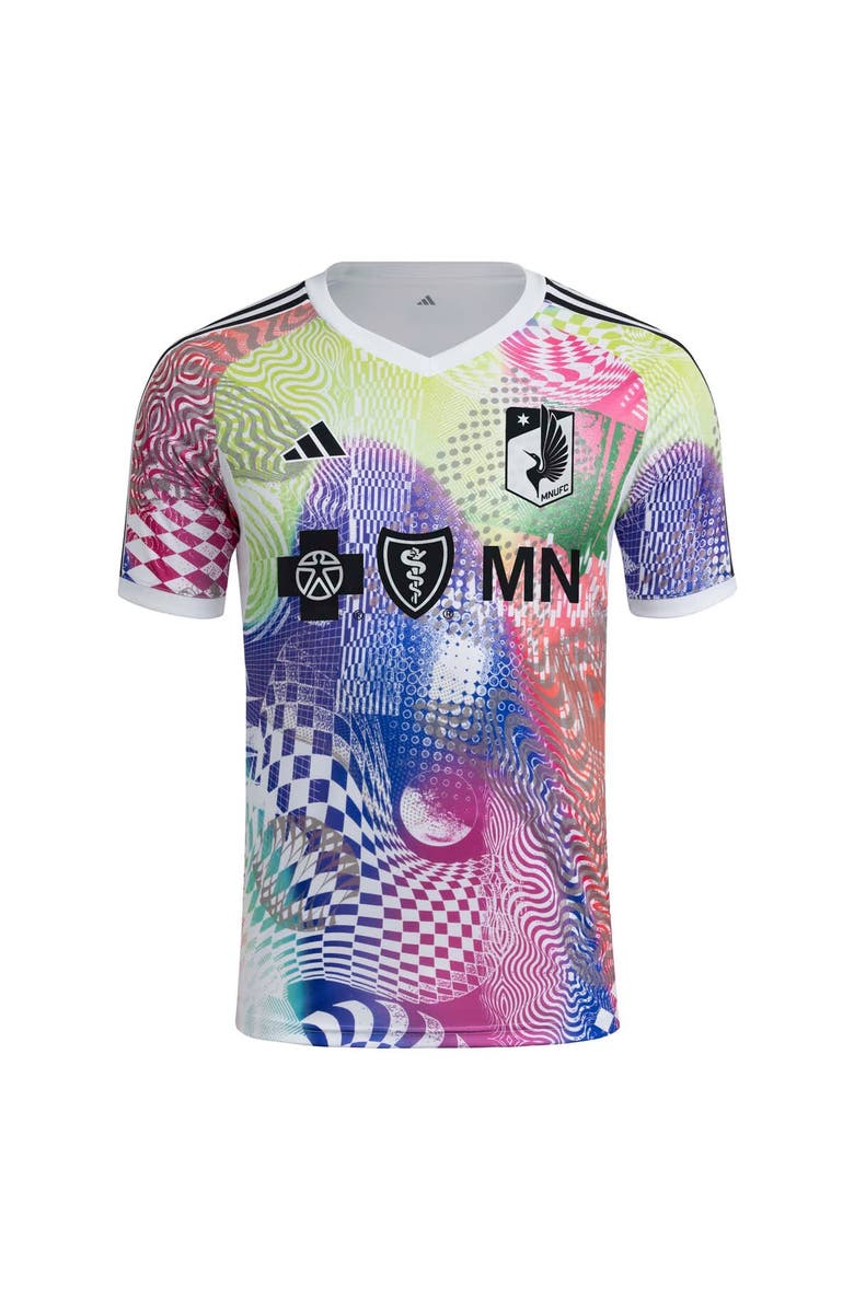adidas Men's adidas White Minnesota United FC 2025 Pride Pre-Match Top, Alternate, color,