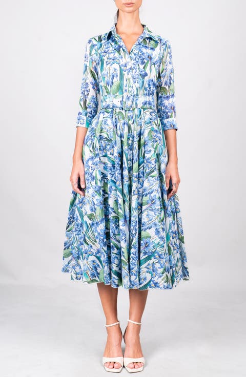 Crocus Hyancinth A-Line Midi Shirtdress