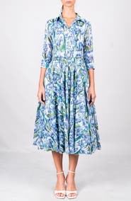 SAMANTHA SUNG Crocus Hyancinth A-Line Midi Shirtdress