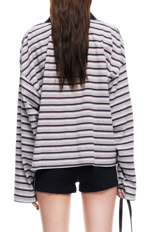 Lioness Rebels Stripe Long Sleeve Oversize Polo In Multi