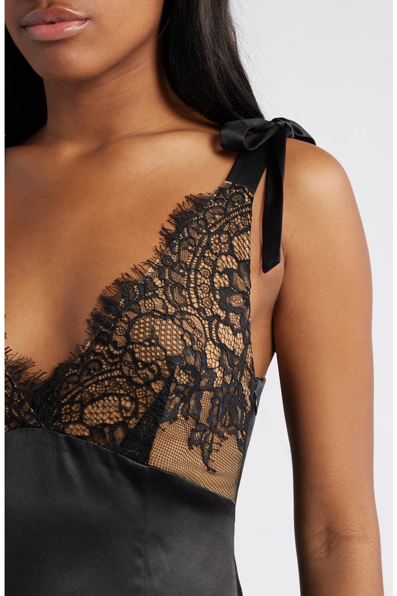 Almera Lace & Satin Cocktail Dress, Alternate, color, BLACK