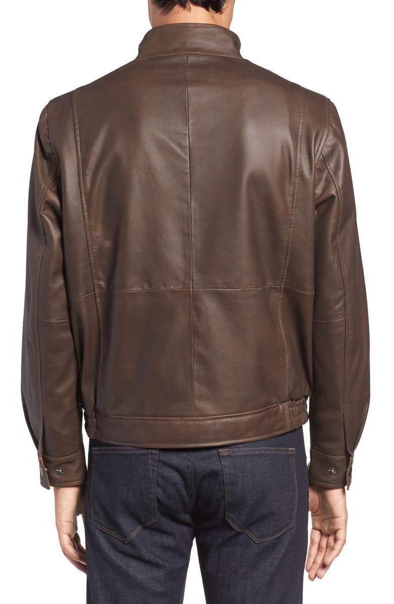 Missani Le Collezioni Leather Bomber Jacket, Alternate, color, 