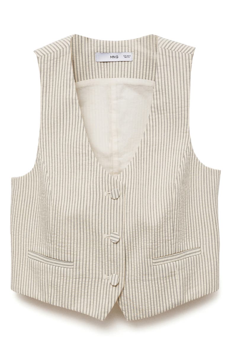 MANGO Stripe Cotton Seersucker Crop Vest, Alternate, color, 