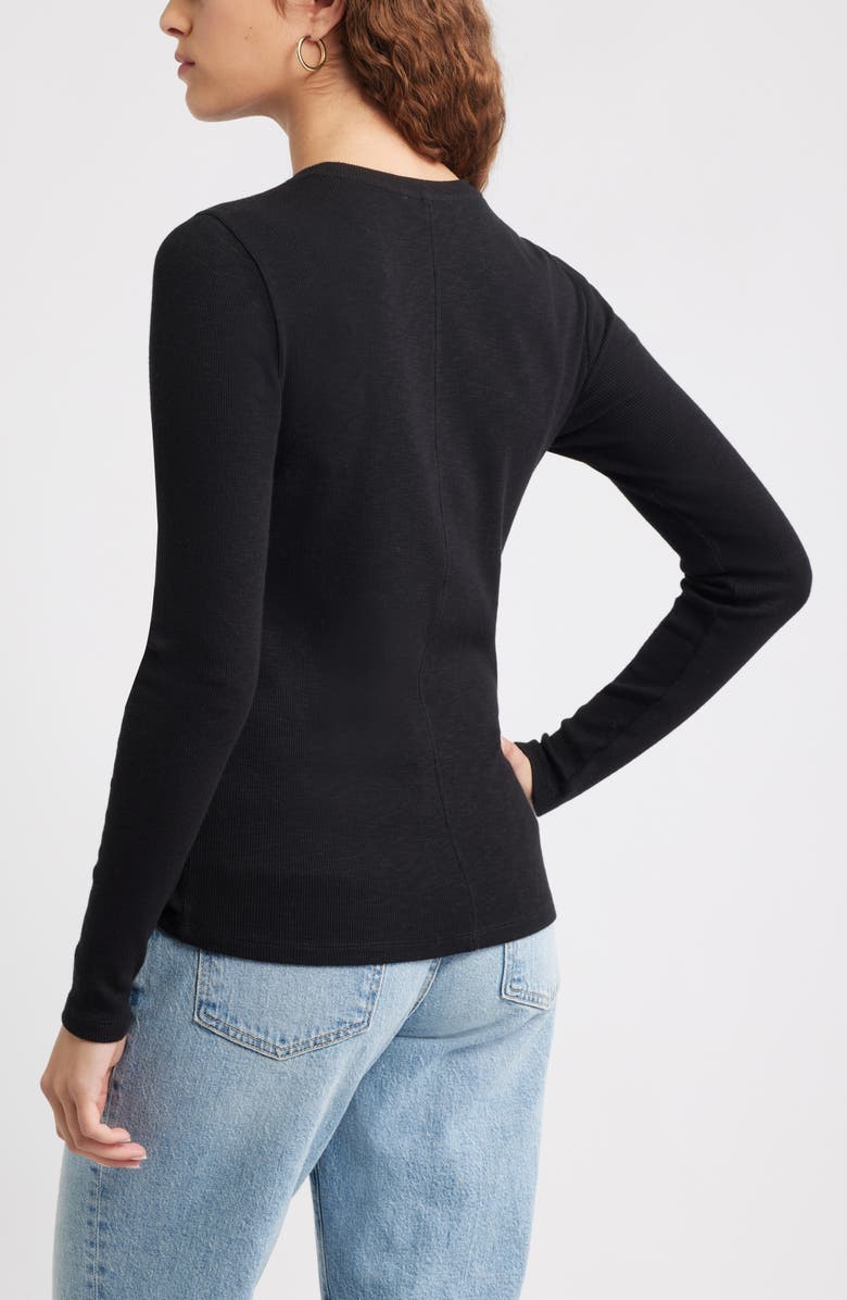 Treasure & Bond Long Sleeve Cotton Blend Rib T-Shirt, Alternate, color, Black