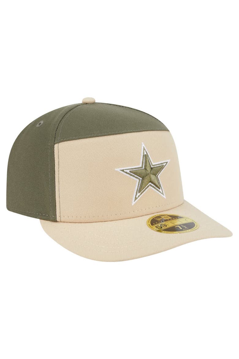 Men's New Era Light Beige/Olive Dallas Cowboys 2-Tone Color Pack Split Panel 59FIFTY Fitted Hat, Alternate, color, Light Beige
