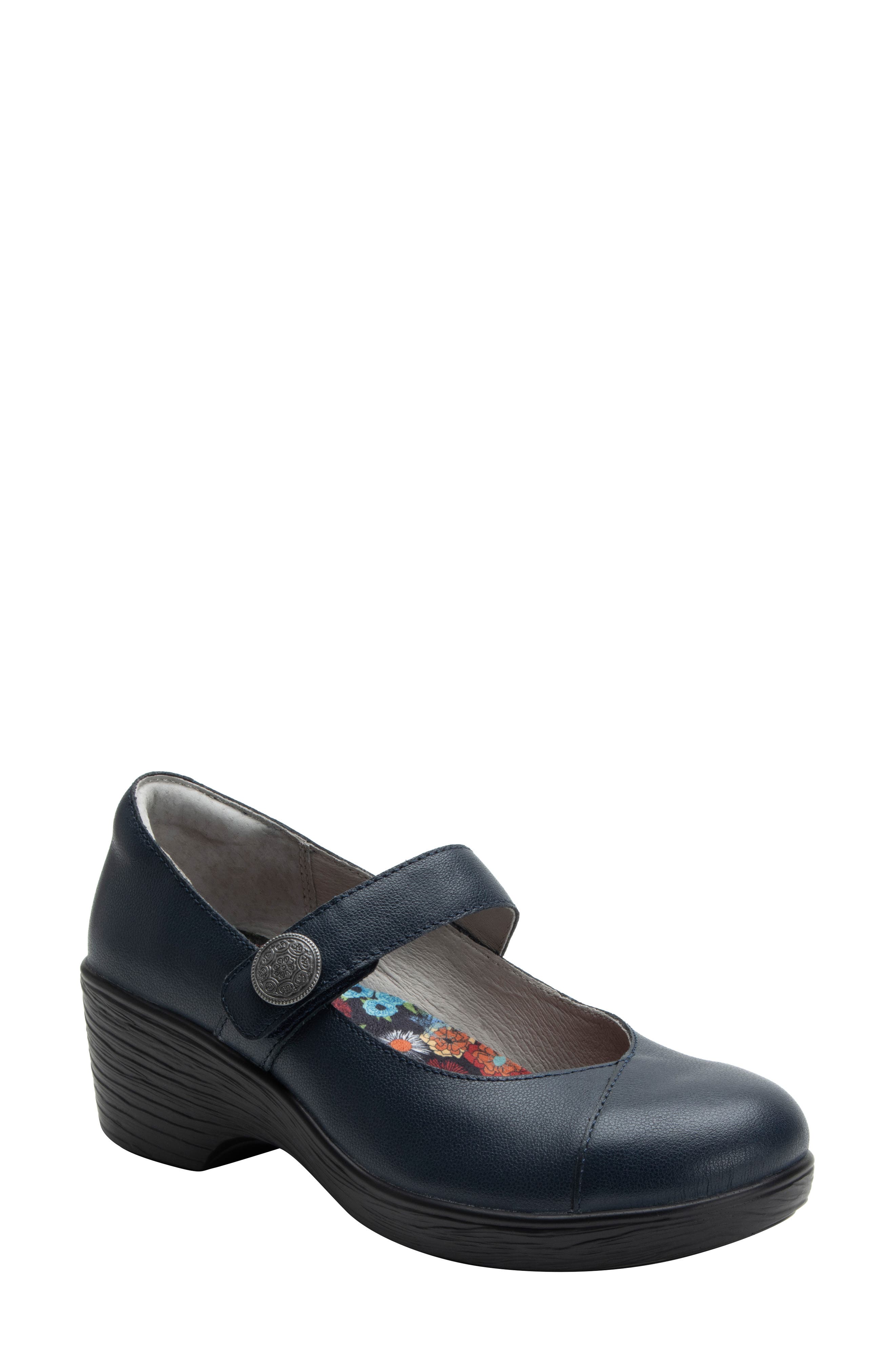 Sofi Mary Jane Wedge Heel Shoe, Main, color, NAVY GLOSS