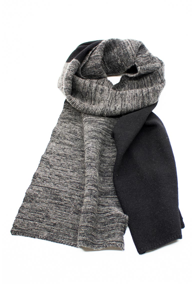 Colorblock Cashmere Scarf, Main, color, BLACK/ MEDIUM HEATHER GREY