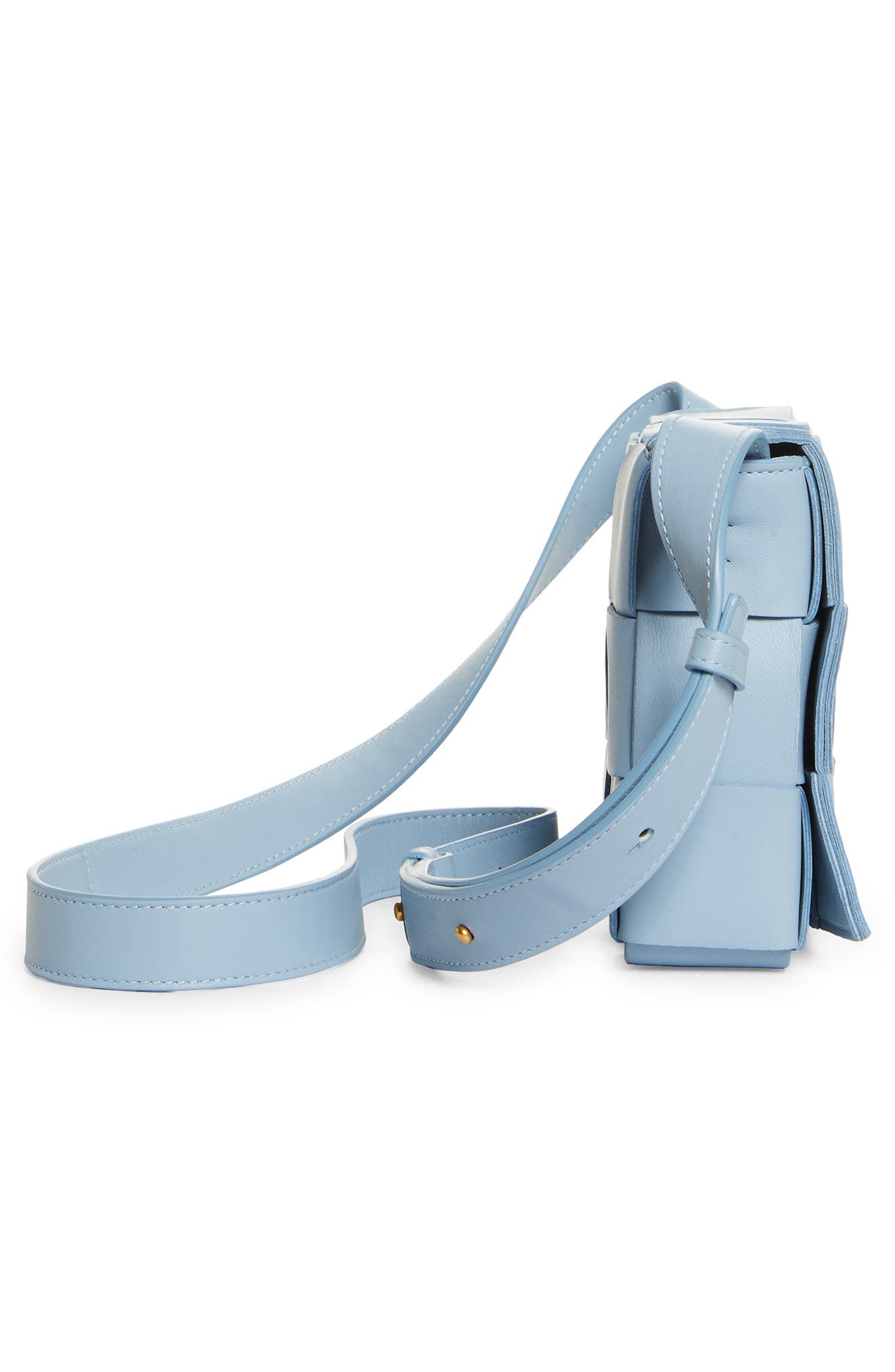 Intrecciato Leather Crossbody Bag, Alternate, color, BLUE/ ICE GOLD