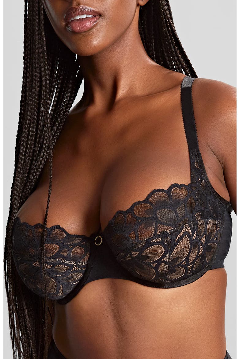 Allure Lace Low Cut Bra, Main, color, BLACK/ LATTE