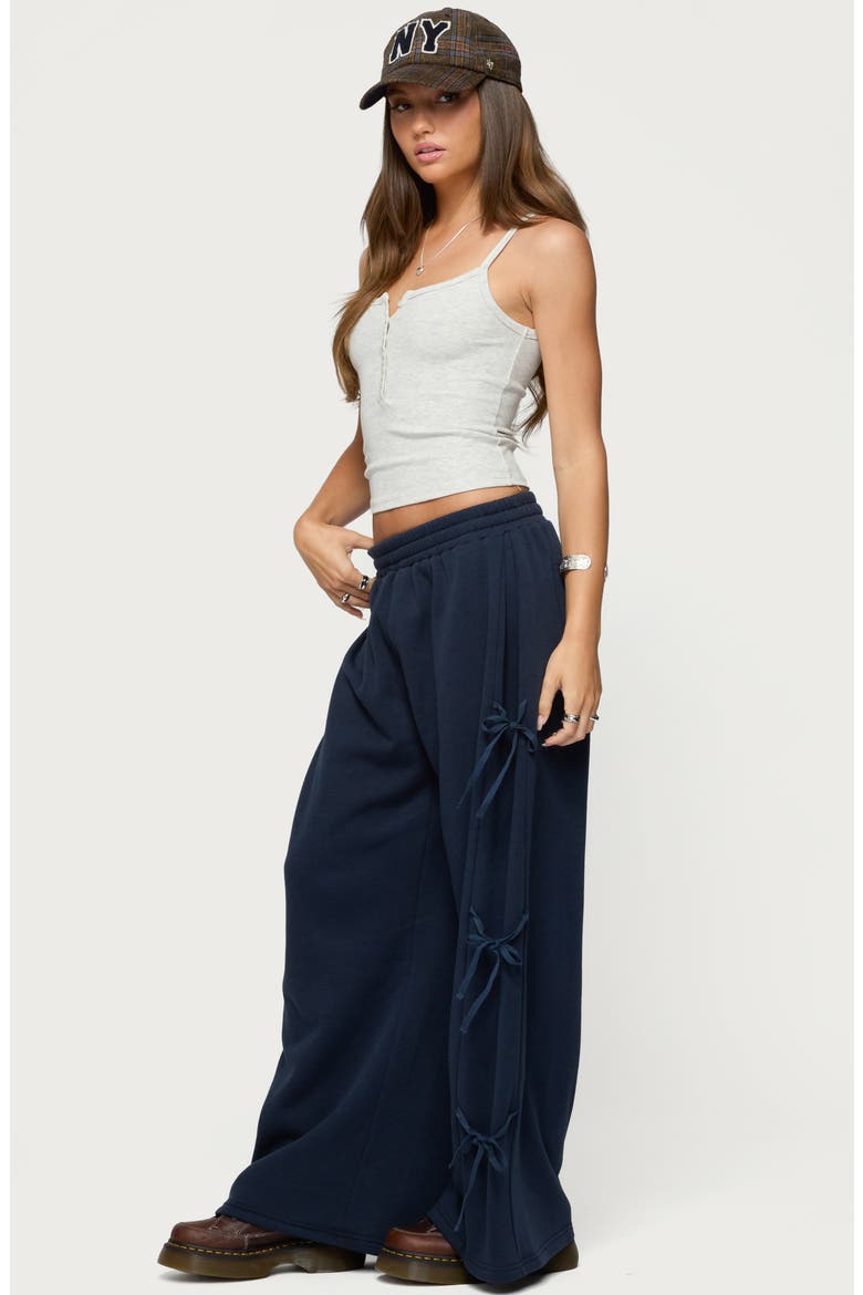 Claudette Ribbon Baggy Sweatpants, Alternate, color, NAVY