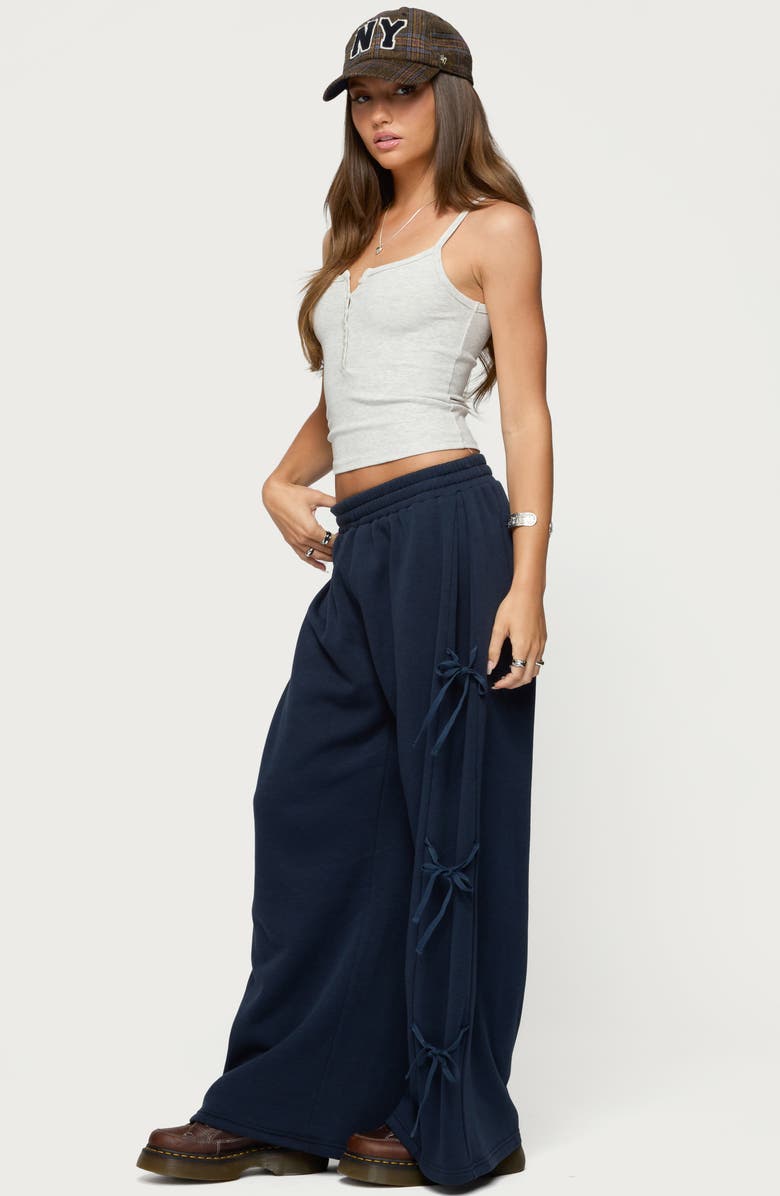 EDIKTED Claudette Ribbon Baggy Sweatpants, Alternate, color, Navy